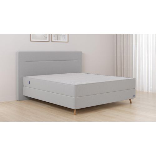 BRUNO Boxspringbett Premium 240x200cm in Hellgrau | Matratzen-Härtegrad: Links H2 / Rechts H3 | mehrfach ausgezeichnet in Design & Qualität