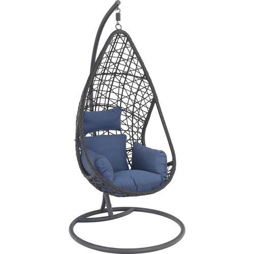 Ambia Garden Hängesessel , Blau, Grau , Textil , Füllung: Baumwollfüllung,Baumwollfüllung , 122x200x104 cm , Gartenmöbel, Hängesessel