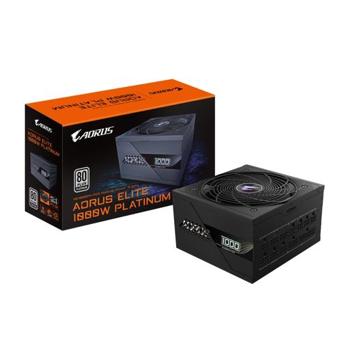 GIGABYTE Netzteil "AORUS ELITE P1000W ICE Netzteil - PCIe 5.0, 80 PLUS Platinum, Vollmodu", schwarz, B:21,8cm H:12,3cm T:34,4cm, Netzteile