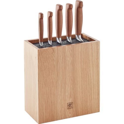 Messerblock ZWILLING "**** VIER STERNE Wood", braun, B:18,5cm H:42cm, Messerblöcke, Messerblock, Messer mit Kotibé-Holzgriffe, Messerblock aus Eiche
