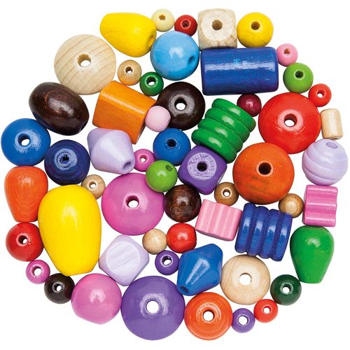 Holzperlenmix, bunt, 500 g