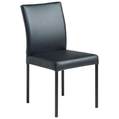 Livetastic Stuhl , Schwarz , Metall, Leder , Echtleder , Büffelleder , eckig , 45.5x86x57.5 cm , Esszimmer, Stuhl, Lederstuhl