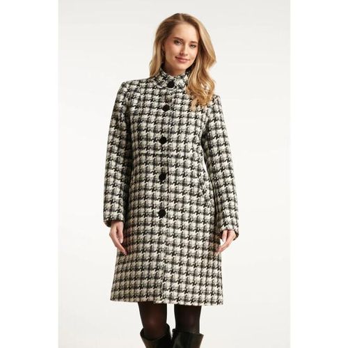 Smashed Lemon Houndstooth jas met hoge hals in zwart en off-white |