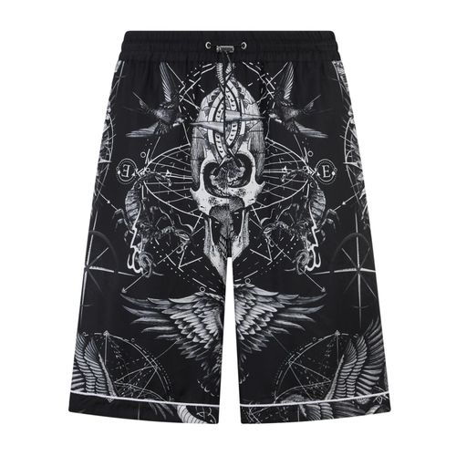 Silk Bowling Shorts All-Over Tattoo