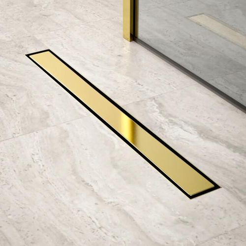 Mirlux Douchegoot 70cm goud tegelrooster rvs met flens