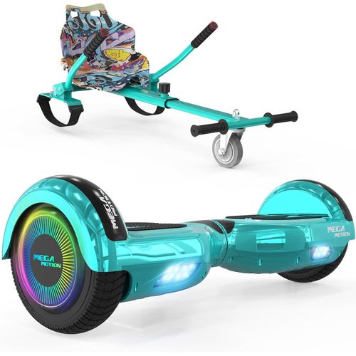 MEGA MOTION 6.5' Hoverboard mit Sitz, Hoverkart GO-Kart für Kinder mit LED Leuchten & Bluetooth Musik Skateboard