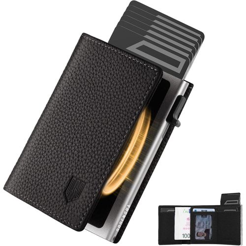 Slim Wallet mit Münzfach RFID Schutz Schwarz Silber