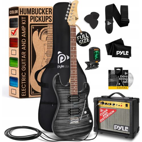 Pyle E Gitarre Set – Electric Guitar Set mit Verstärker 10 Watt – Gitarre 4/4 aus Holz Massiv für Kinder & Erwachsene inkl. Tasche, Kabel, Stimmgerät
