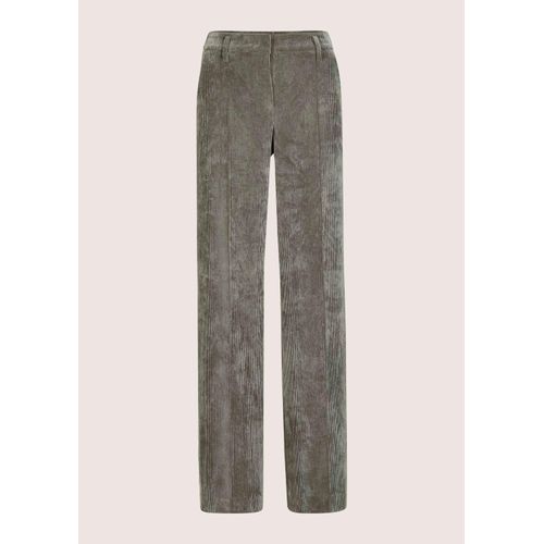 Cordhose MADELEINE "Cordhose Weite Cordhose mit Bügelfalten", Damen, Gr. 38, N + K Gr, grau (graphit), Obermaterial: 82% Polyester PES. 15% Polyamid PA. 3% Elasthan EL., Modern, Hosen Cordhose, Weite Cordhose mit Bügelfalte
