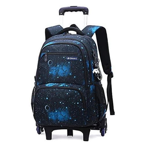 Rucksack Trolley mit Rollen für Jungen und Mädchen, Schultrolley für 3-9. Klasse, Blau