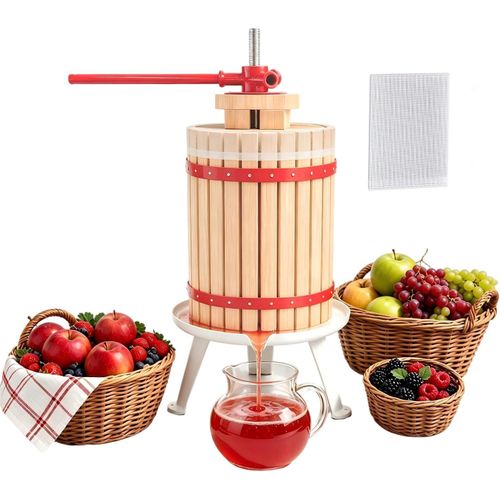 ROSEJANE Obstpresse 30 L, manuelle Saftpresse mit Eichenholz-Presskorb, Traubenpresse für Obst, Saft und Wein