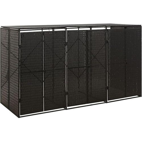 Mülltonnenbox 3er Mülltonnenbox 3 tonnen Mülltonnenbox Poly Rattan Mülltonnenverkleidung Mülltonnenschrank Abschließbar-3 Tonnen