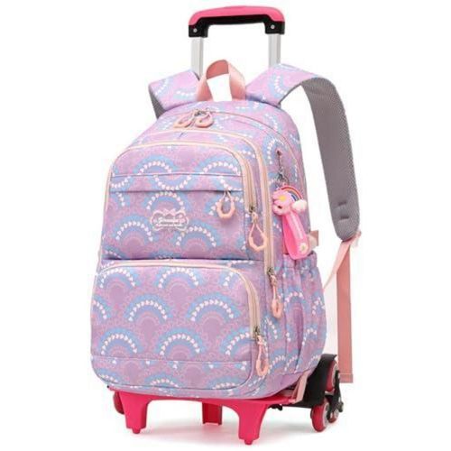 Kinderrucksack mit Rollen 6 Räder Lila für Mädchen ab 8 Jahren