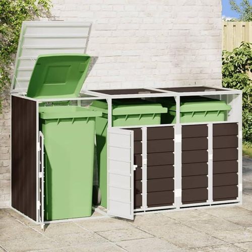 Mülltonnenbox 3er Metall Mülltonnenbox für 3 Tonnen Mülltonnenverkleidung Garten Müllbox 3 Tonnen Stahl