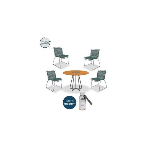 Houe Set mit CIRCLE Dining Table Ø110 und 4 x CLICK Dining Chair ohne Armlehnen Pine Green