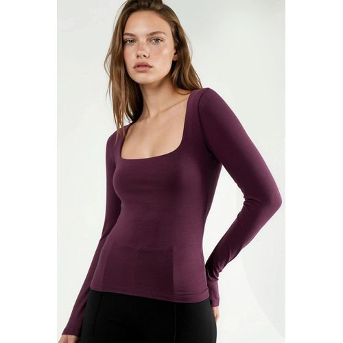 Aangepaste Blouse met Lange Mouwen en Vierkante Kraag
