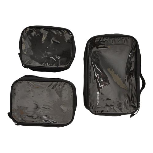Mountain Warehouse Duidelijke Reis Toilettas Set (Verpakking van 3) (Zwart)