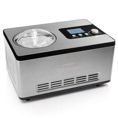 Princess 282604 Eismaschine Deluxe, Kompressor Eismaschine, 2 l, 1 Becken, Edelstahl, 20 min, LCD