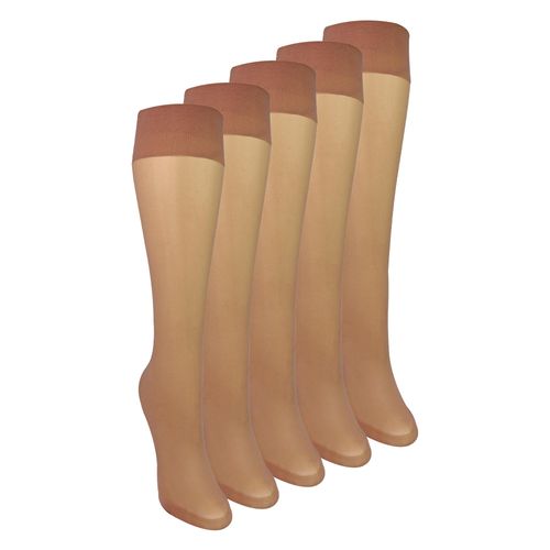 5-Pack Dames Kniehoge Pop Sokken 15 Denier Lichte Doorzichtige Sokken