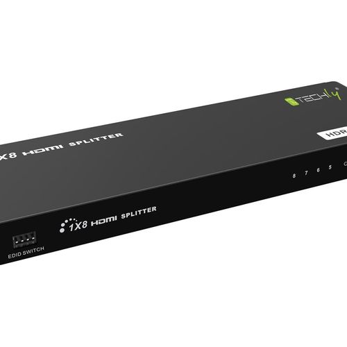 Techly IDATA HDMI2-4K8HDR, HDMI, 8x HDMI, 1 x HDMI, 3840 x 2160 Pixel, Schwarz, 5 m