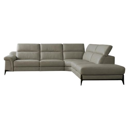 Ecksofa Texas Echtleder Perlgrau