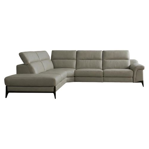 Ecksofa Texas Echtleder Perlgrau