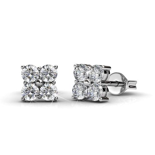 Leuke vierkante oorbellen - zilver en kristal