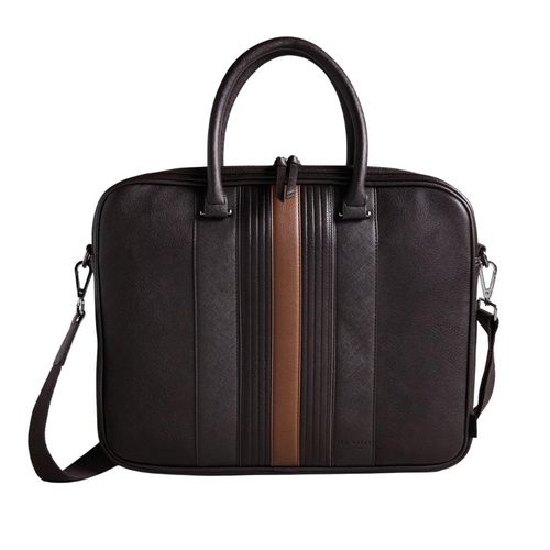 Ted Baker Never Striped Pu Bruine Documenten Laptoptas