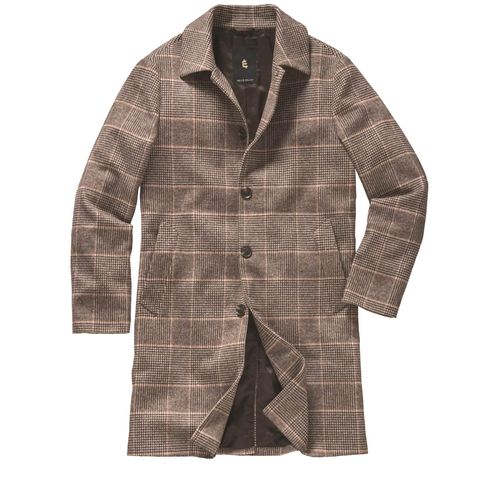 Mey & Edlich Herren Glen-Milano-Mantel Braun 76 % Polyester, 20 % Wolle, 4 % andere Fasern