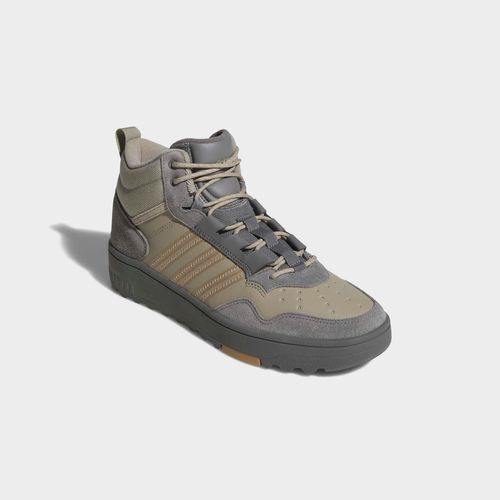 Winterboots ADIDAS SPORTSWEAR "HOOPS 4.0 MID", Damen, Gr. 41, grau (grau four, wonder cargo, cardboard), Leder, Synthetik, Schuhe Winterboots, Winterschuhe, Winterstiefel, Snowboots