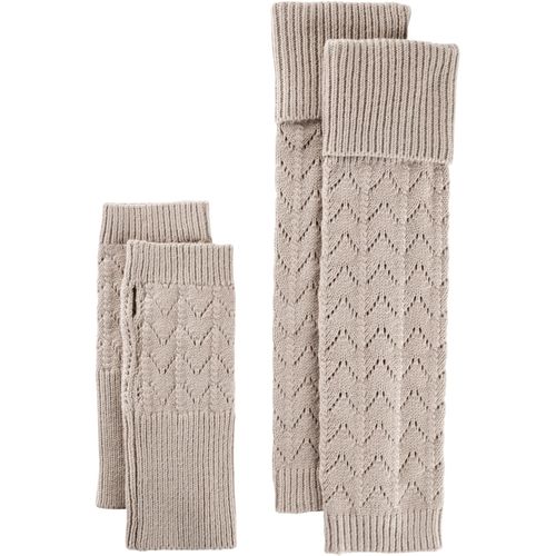 Armstulpen BONPRIX "Armstulpen und Beinstulpen (4-tlg-Set)", Damen, braun (taupe), Obermaterial: 88% Polyacryl, 12% Polyamid, unifarben, Stulpen, mit passenden Beinstulpen, unifarbene Optik