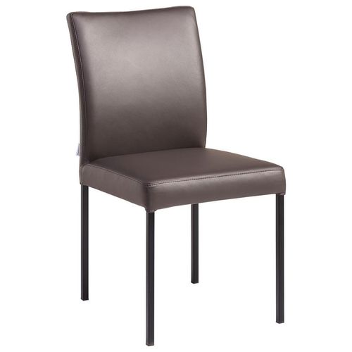 Livetastic Stuhl , Cappuccino , Metall, Leder , Echtleder , Büffelleder , eckig , 45.5x86x57.5 cm , Esszimmer, Stuhl, Lederstuhl