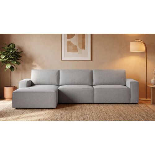 LOUNGE Ecksofa in Silber Grau von BRUNO | Großzügig & seitlich ausklappbar