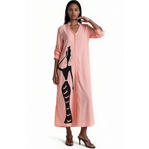 Tekst Print Maxi Shirt Jurk