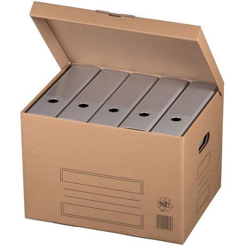 Famanu Archivboxen Set - 10 stabile Kartonboxen mit Klappdeckel