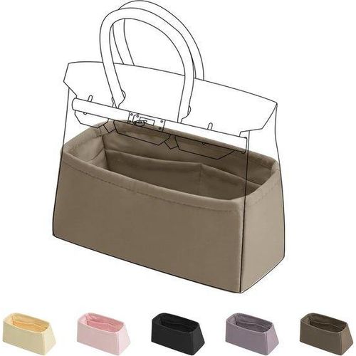 Famanu Bag Organizer Insert 25/30/35/40 - Seidiger Handtaschen Organizer - r Taschenformer (BK30 - Grau)
