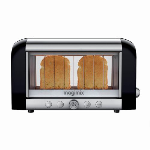 Magimix Vision black Langschlitz-Toaster (Großes Sichtfenster mit Doppelverglasung, breiter Schlitz für Brötchen/Baguette)