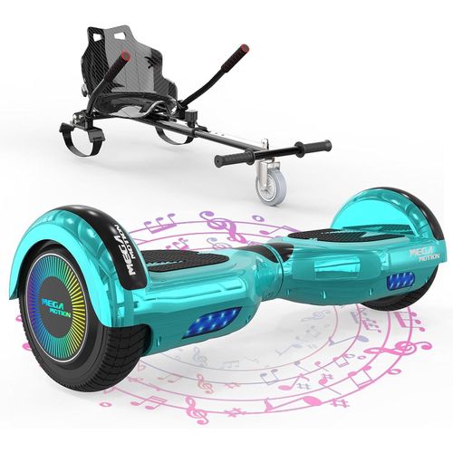 MEGA MOTION 6.5 Hoverboard mit sitz hoverkart GO-Kart für Kinder mit LED Leuchten & Bluetooth Musik Skateboard