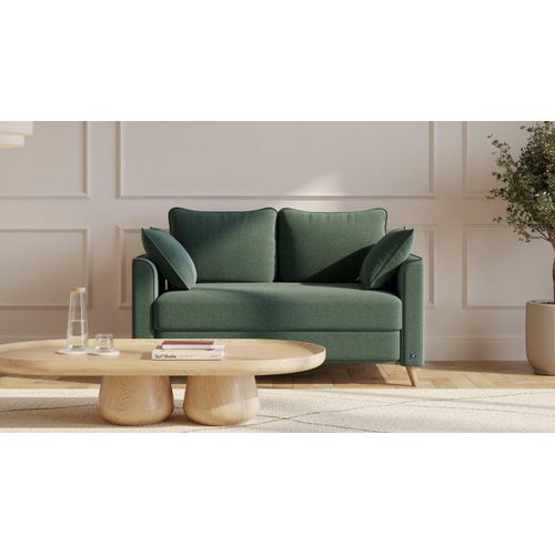 BRUNO Schlafsofa 120cm in Grün | Flow | stabiles Massivholz & Boxspringkomfort