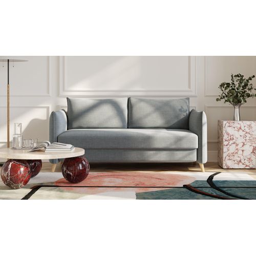 BRUNO Schlafsofa 160cm in Dunkelgrau | Pillow | stabiles Massivholz & Boxspringkomfort