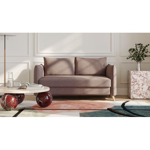 BRUNO Schlafsofa 140cm in Braun | Pillow | stabiles Massivholz & Boxspringkomfort