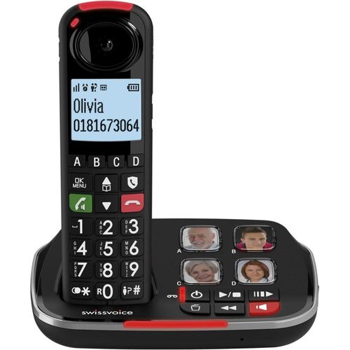 SwissVoice Xtra 2355, DECT-Telefon, Kabelloses Mobilteil, 100 Eintragungen, Anrufer-Identifikation, Schwarz