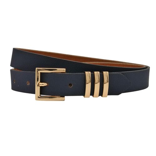 Ledergürtel ANNAMATONI "AnnaMatoni AnnaMatoni Damen Ledergürtel mit goldfarbener", Damen, Gr. TW 110, blau (marine 490), 100% Leder, Gürtel Ledergürtel