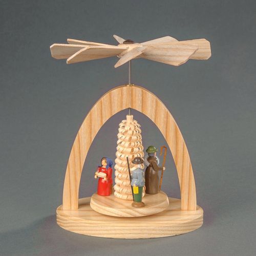 Weihnachtspyramide ALBIN PREISSLER "Wärmespiel Christi Geburt, Handwerkskunst aus dem Erzgebirge", beige (natur), B:11cm H:13cm T:7cm, Massivholz, Weihnachtspyramiden, Weihnachtspyramide, Weihnachtsdeko aus Holz