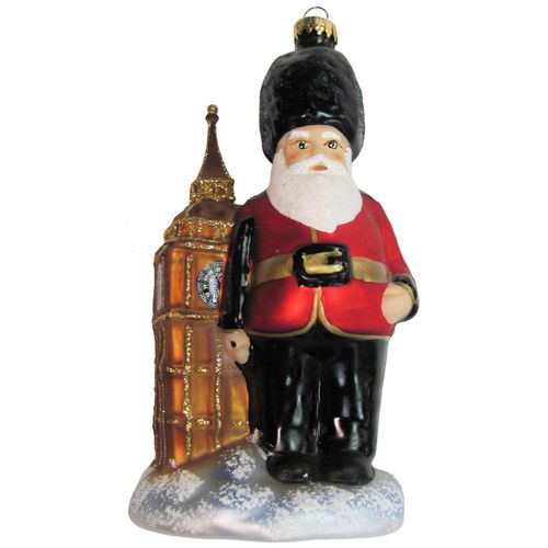 Weihnachtsbaumkugel KREBS GLAS LAUSCHA "Britischer King's Guard Weihnachtsmann", rot, B:9cm H:13cm T:9cm Ø:9cm, Glas, Weihnachtsbaumkugeln, London Souvenir