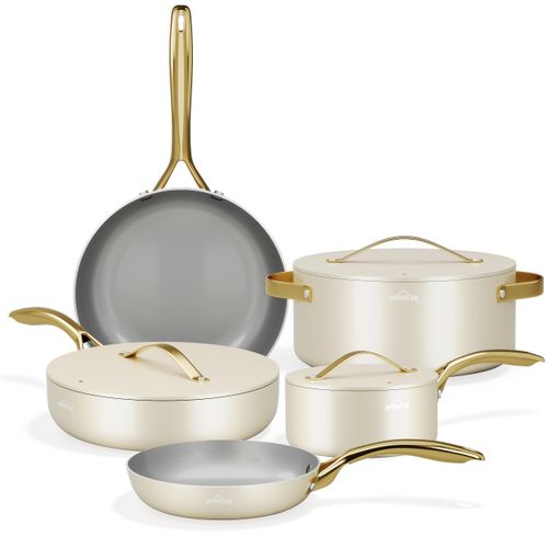 Topfset, HOMELUX Topfset Induktion 8 teilig, Induktions Töpfe Set, Töpfe mit Glasdeckel, Kochtopf-Set, Töpfe und Pfannen set,HL8PC25W