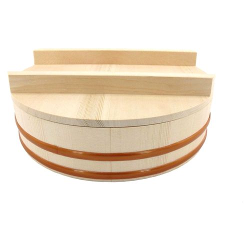 Hangiri-Schüssel mit Deckel für die Zubereitung von Sushi-Reis, 1 Stück, Holz, natur, 30 cm
