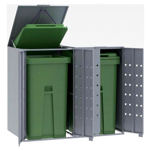Mülltonnenbox für 2 Tonnen in Grau