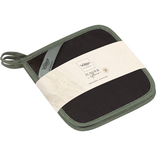 Topflappen VOSSEN "SET Oven Chic 2x Topflappen", schwarz (granit), B:20cm L:20cm, Obermaterial: 100% Baumwolle, Topflappen, mit Silikonbeschichtung im Lobster-Design, Hitzebeständig bis 250