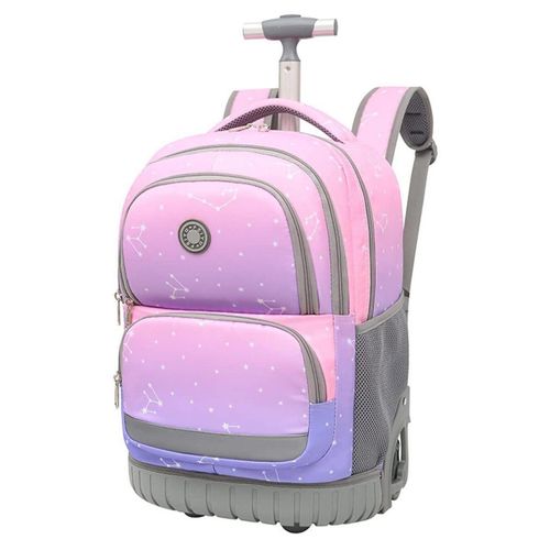 Trolley Rucksack mit Rollen für Kinder, Schulranzen, Schultrolley, Kinderrucksack, Laptop Rucksack, 31x28x46cm, Purpur Rosa